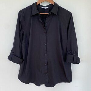 Nine West button  down shirt with roll tab sleeves in a cotton blend, plus size
